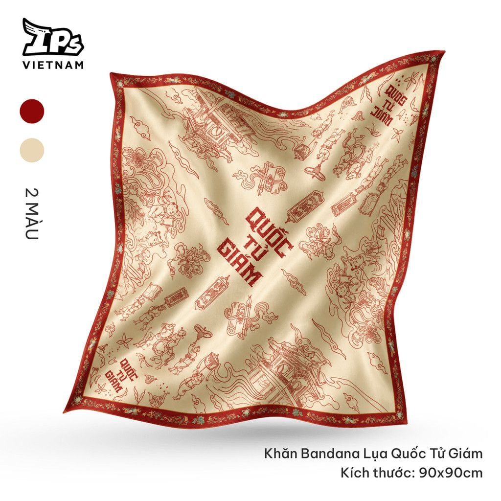  Khăn lụa Bandana lụa Quốc Tử Giám hoạ tiết IP Văn Miếu 