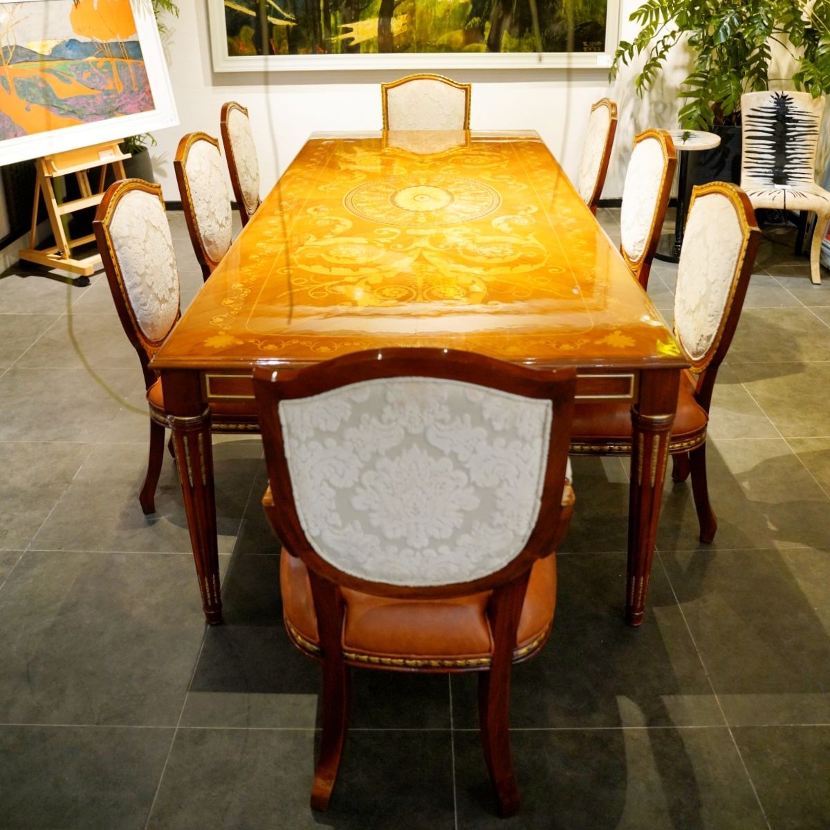  Ghế Ăn Gỗ Châu Âu Marquetry 