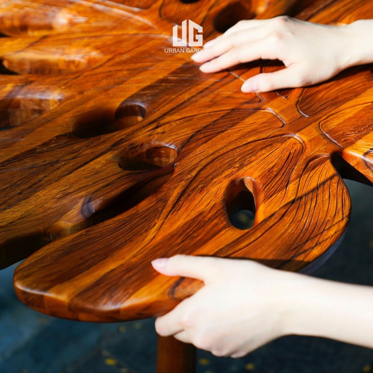  Bàn Coffee Gỗ Teak Monstera 13HX5 D73 