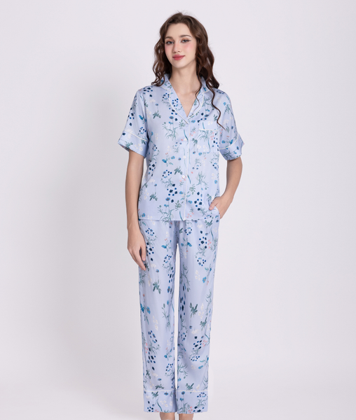 [LUXURY] Pijama Lụa Hoa Cỏ