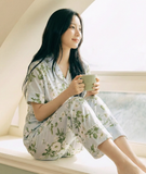  [LUXURY] Pijama Lụa Hoa Trà Trắng 