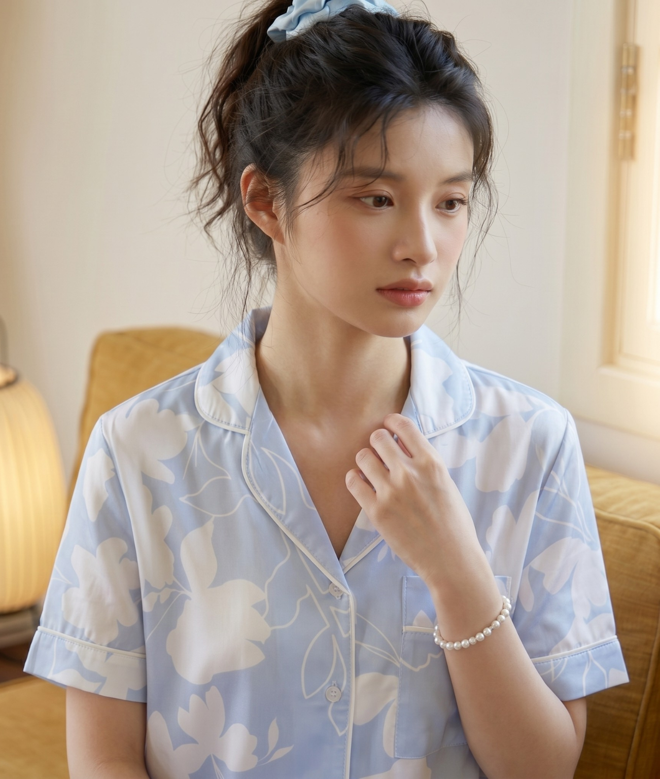  [LUXURY] Pijama Quần Lửng Hoa Lam 
