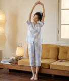  [LUXURY] Pijama Quần Lửng Hoa Lam 