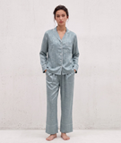 Pijama Tay Dài Gấm Màu Xanh Ngọc 