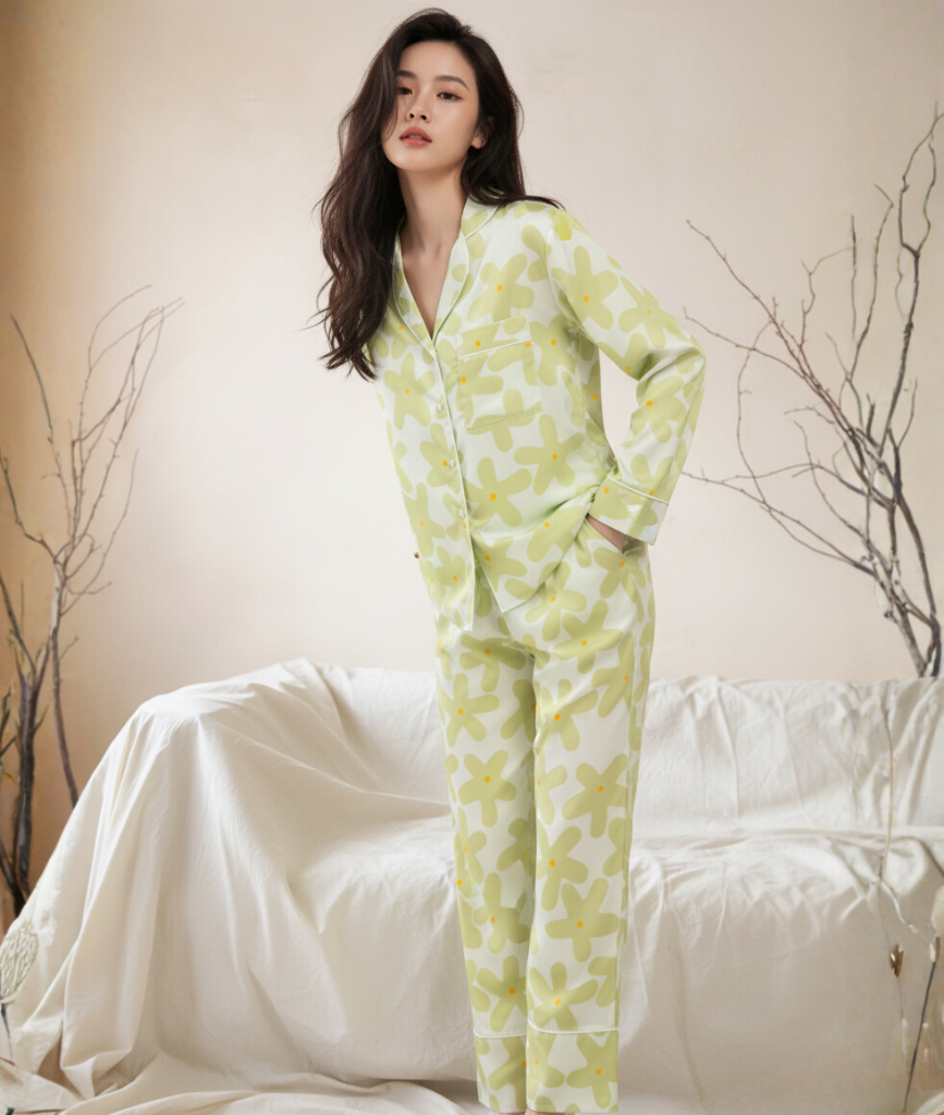  [LUXURY] PJ Lụa Tay Dài Cánh Hoa 