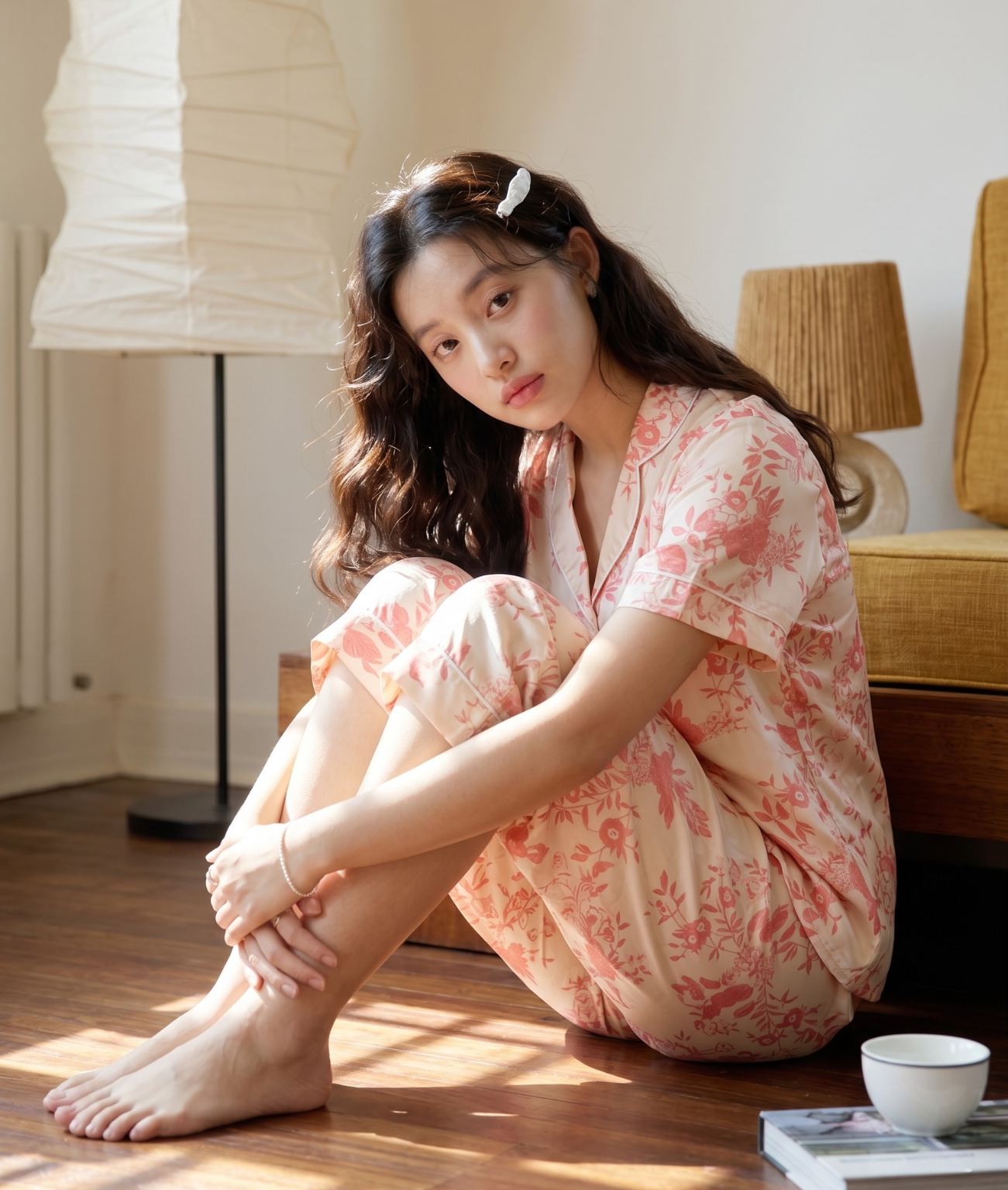  [LUXURY] Pijama Quần Lửng Hoa Hồng 