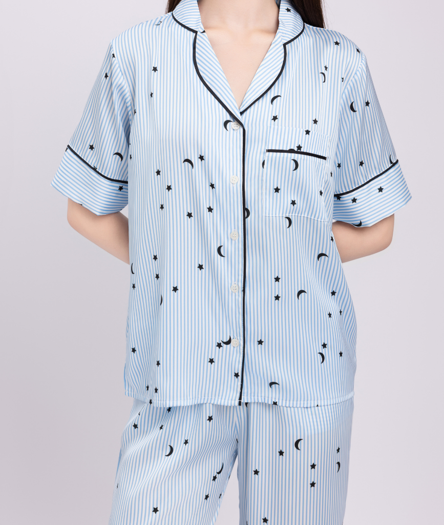  [LUXURY] Pijama Lụa Sọc Sao 