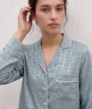  Pijama Tay Dài Gấm Màu Xanh Ngọc 
