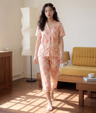  [LUXURY] Pijama Quần Lửng Hoa Hồng 