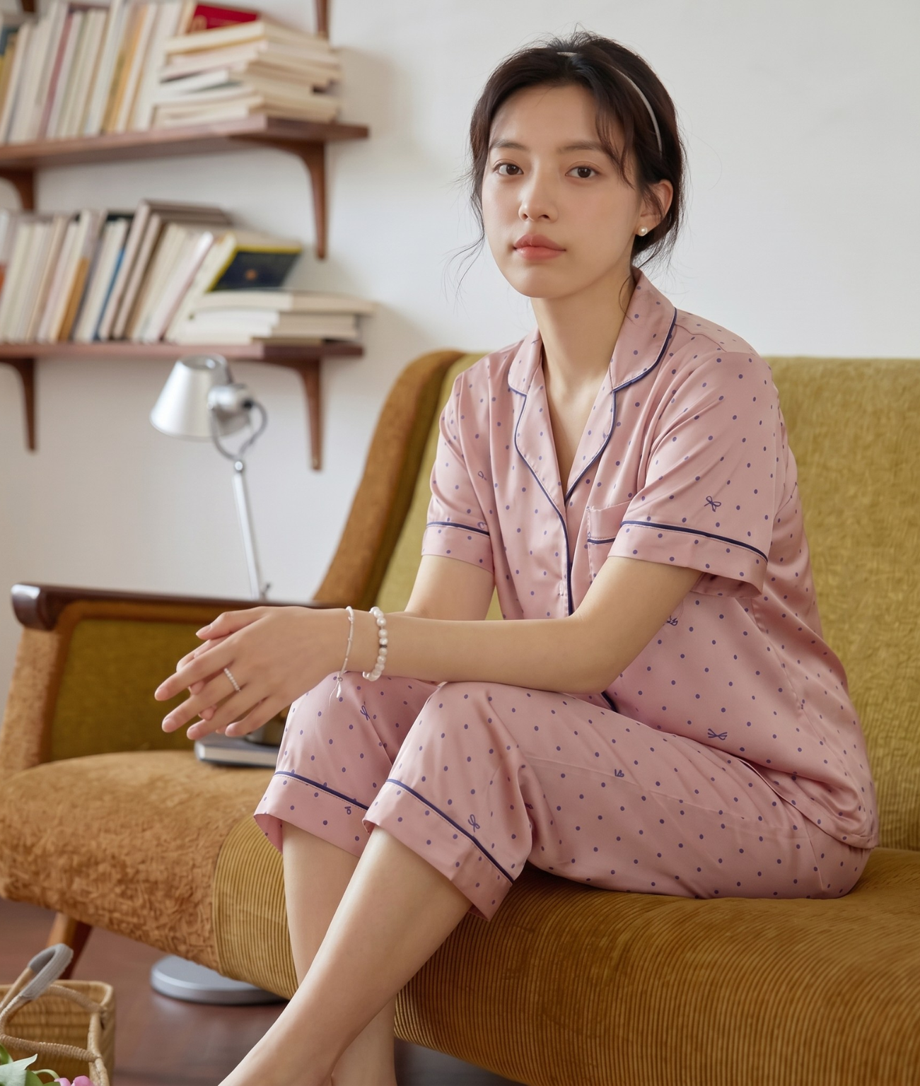  [LUXURY] Pijama Quần Lửng Bi Hồng 