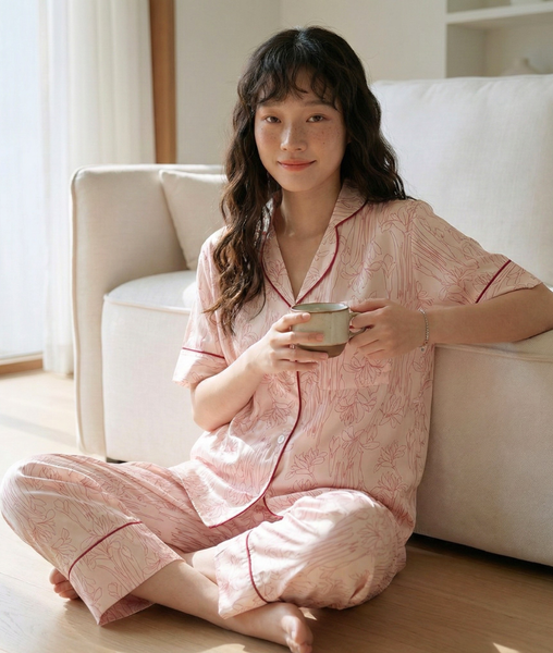 [LUXURY] Pijama Lụa In Hoa Ly