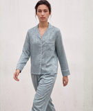  Pijama Tay Dài Gấm Màu Xanh Ngọc 