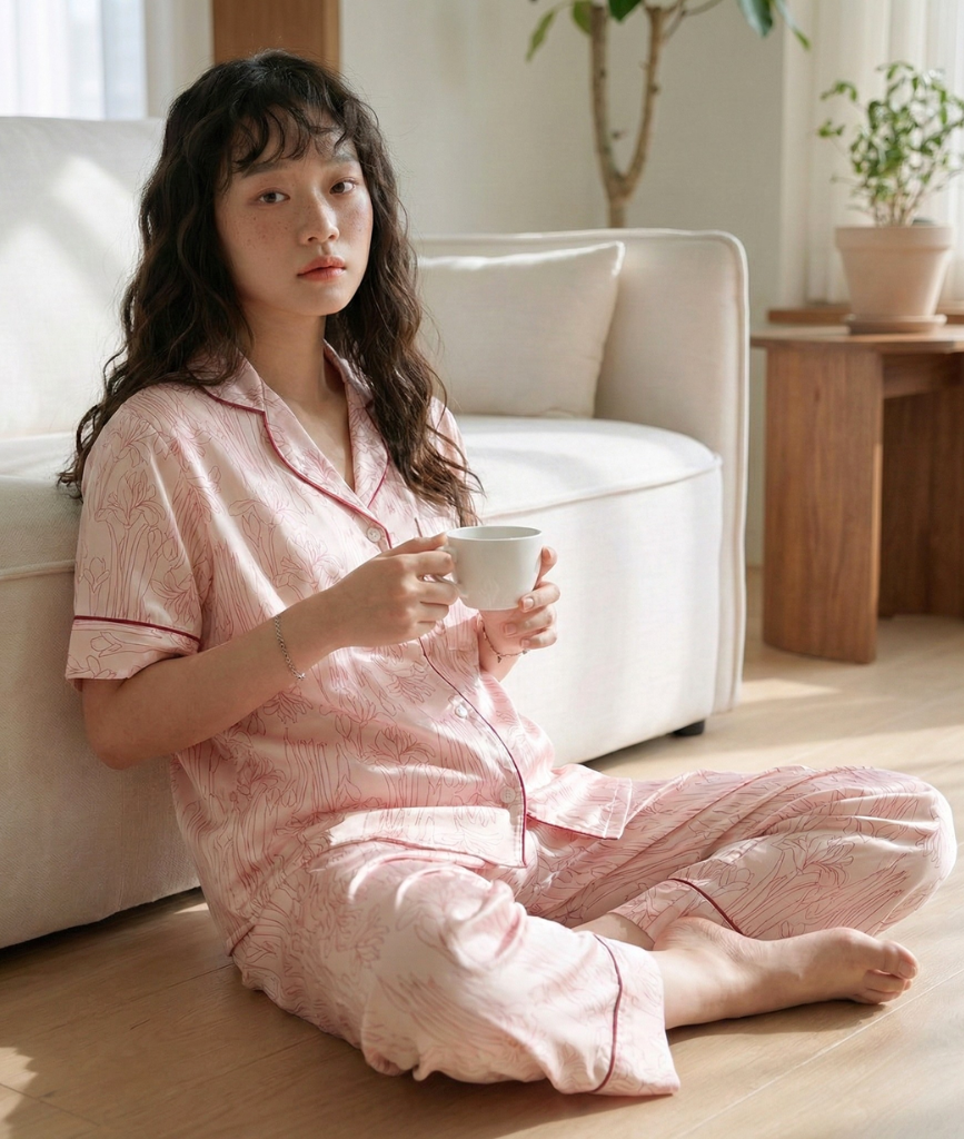  [LUXURY] Pijama Lụa In Hoa Ly 