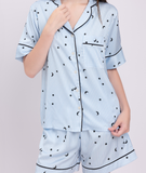  [LUXURY] Pijama Lụa Quần Ngắn Sọc Sao 