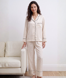  Pijama Tay Dài Gấm Màu Kem 