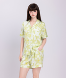  [LUXURY] Pijama Lụa Quần Ngắn Cánh Hoa 