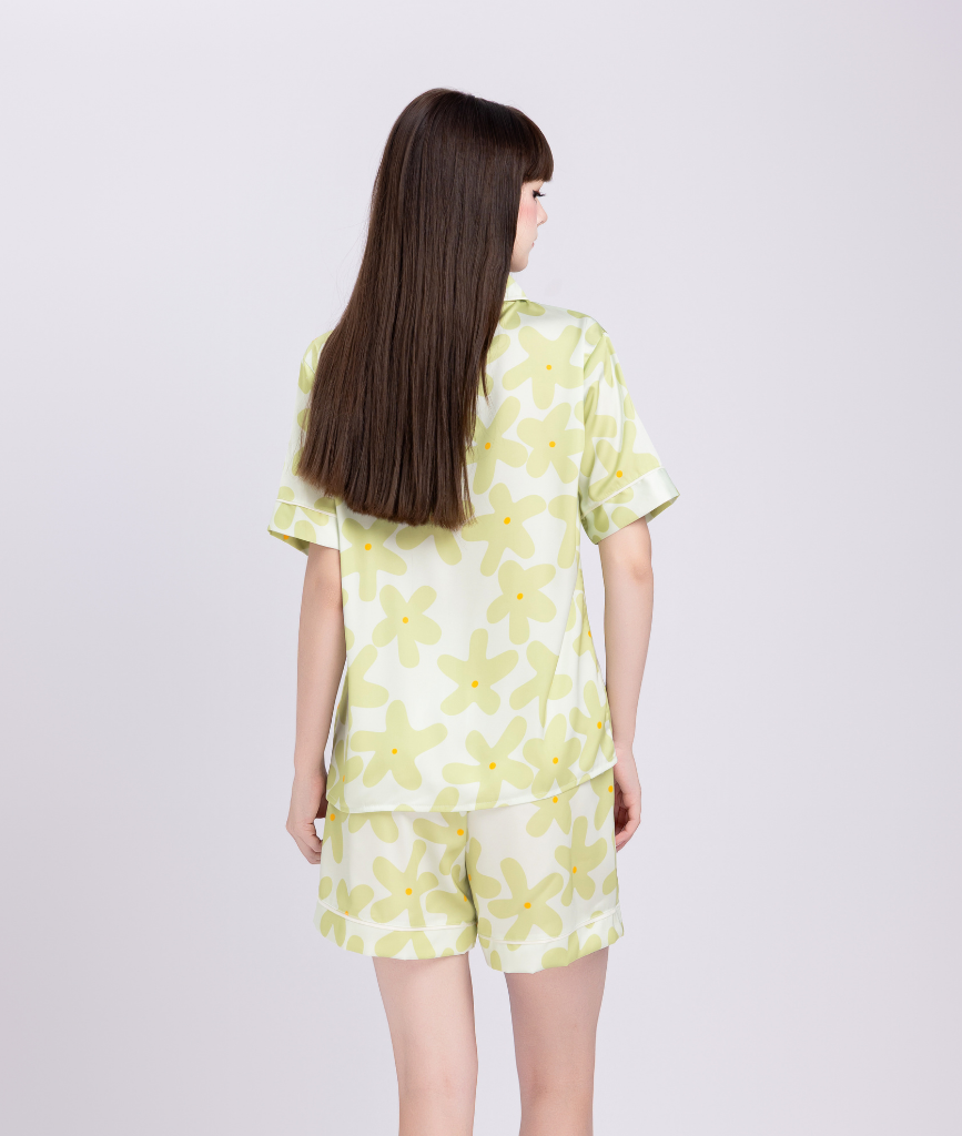  [LUXURY] Pijama Lụa Quần Ngắn Cánh Hoa 