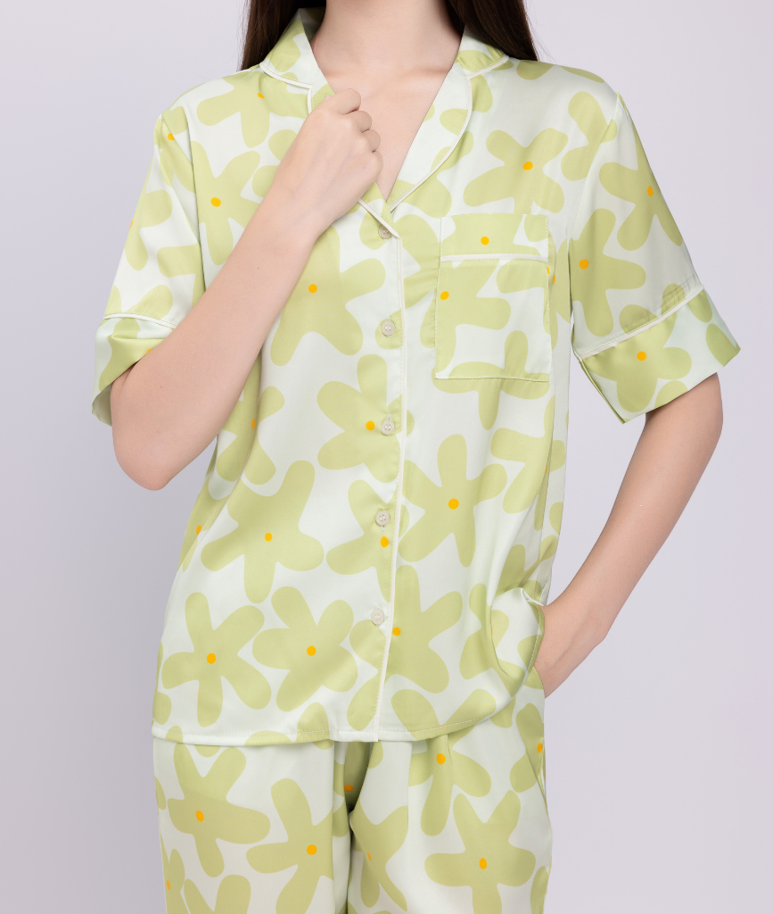  [LUXURY] Pijama Lụa In Cánh Hoa 