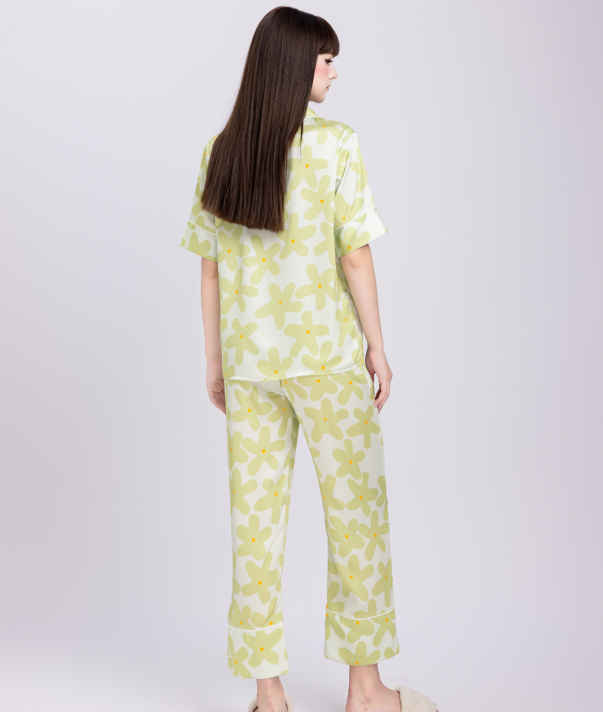  [LUXURY] Pijama Lụa In Cánh Hoa 