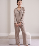 Pijama Tay Dài Gấm Màu Nâu Nhạt 