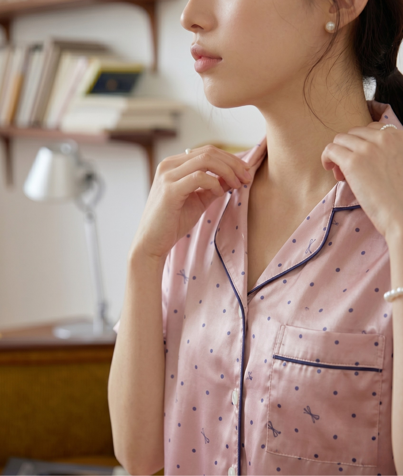  [LUXURY] Pijama Quần Lửng Bi Hồng 