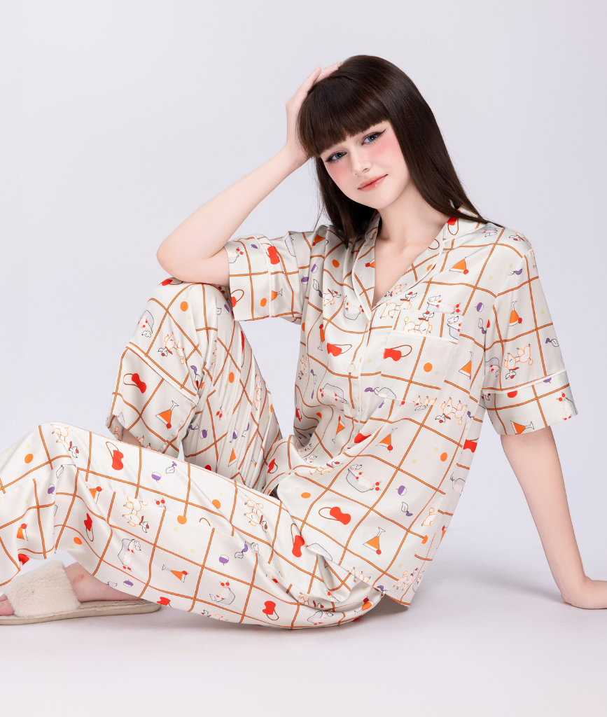  [LUXURY] Pijama Lụa In Hình Cún 