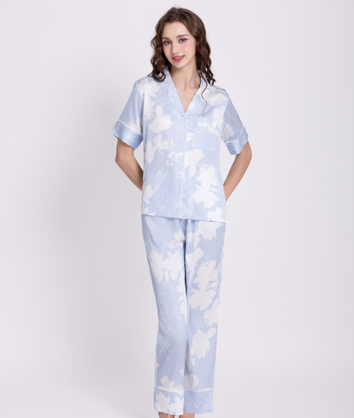 [LUXURY] Pijama Lụa Hoa Lam
