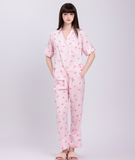  [LUXURY] Pijama Lụa Sọc Nơ Hồng 