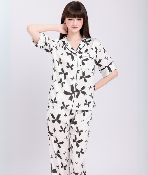 [LUXURY] Pijama Lụa Nơ Đen