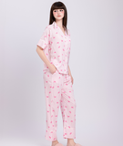  [LUXURY] Pijama Lụa Sọc Nơ Hồng 