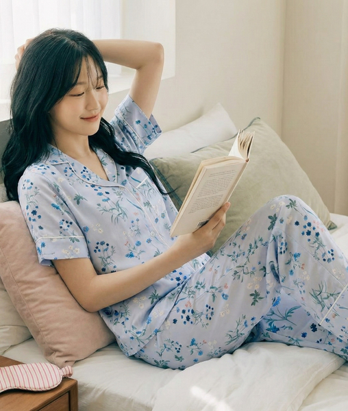 [LUXURY] Pijama Lụa Hoa Cỏ