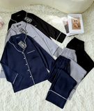  Combo Pijama Tay Dài Xanh Đen, Xám, Đen 