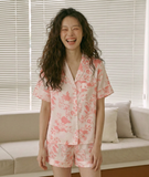  [LUXURY] Pijama Lụa Quần Ngắn Hoa Hồng 