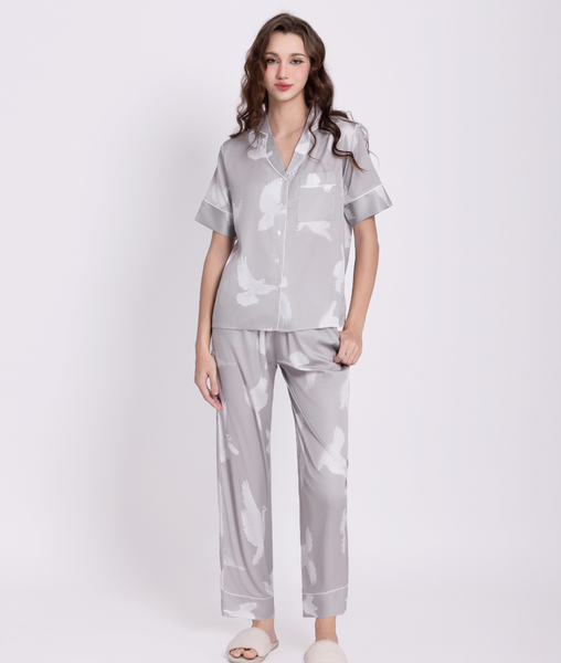 [LUXURY] Pijama Lụa In Bồ Câu