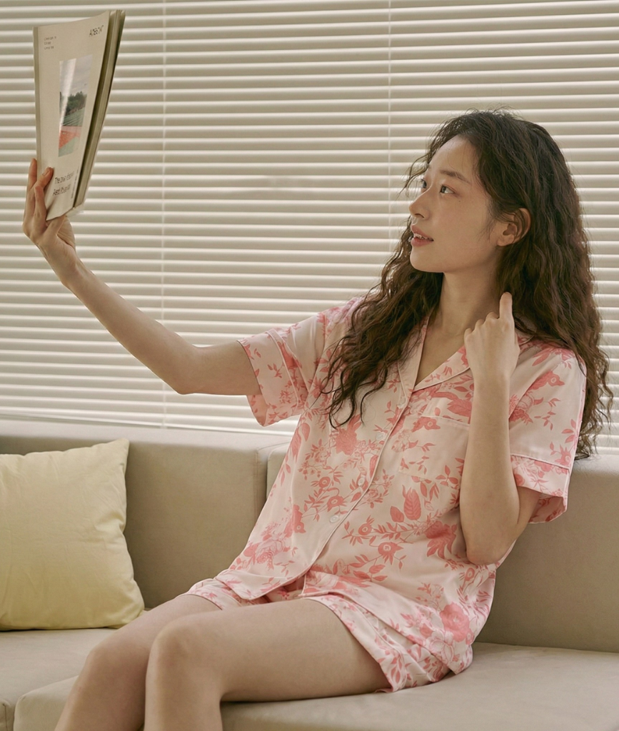  [LUXURY] Pijama Lụa Quần Ngắn Hoa Hồng 