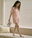  [LUXURY] Pijama Lụa Quần Ngắn Hoa Hồng 