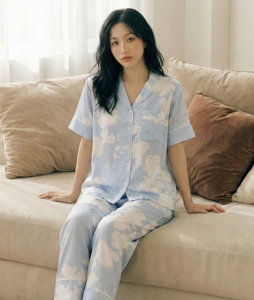 [LUXURY] Pijama Lụa Hoa Lam