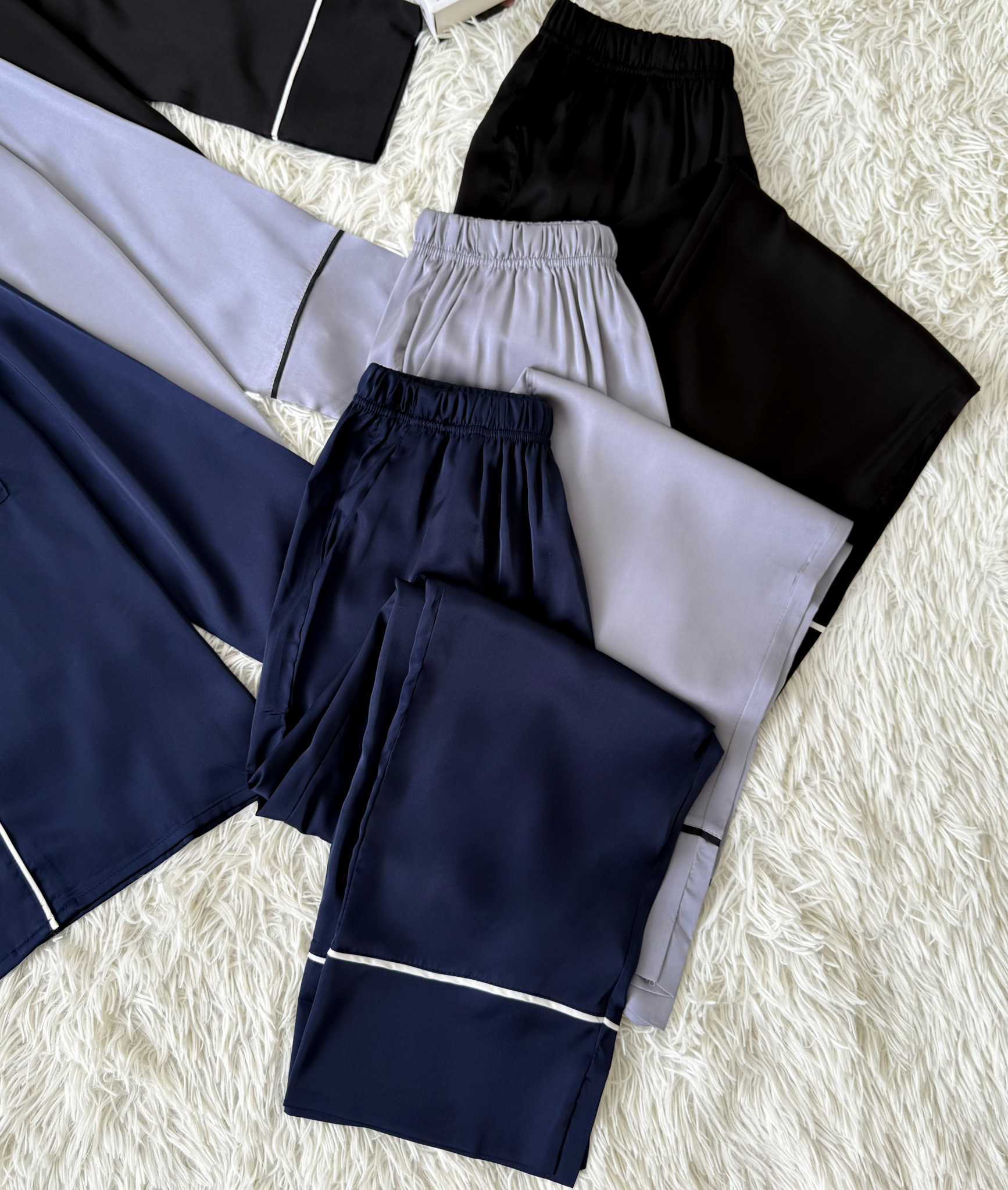  Combo Pijama Tay Dài Xanh Đen, Xám, Đen 