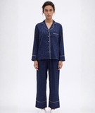  Pijama Tay Dài Gấm Màu Xanh Đen 