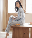  [LUXURY] PJ Lụa Tay Dài Sọc Xanh 