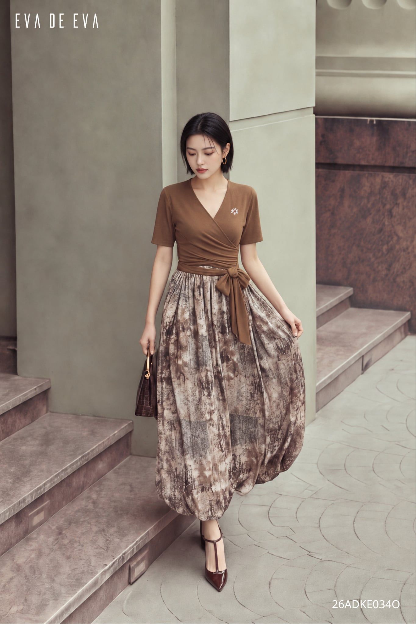  Đầm tay ngắn, Dáng thắt eo 26ADKE034O 