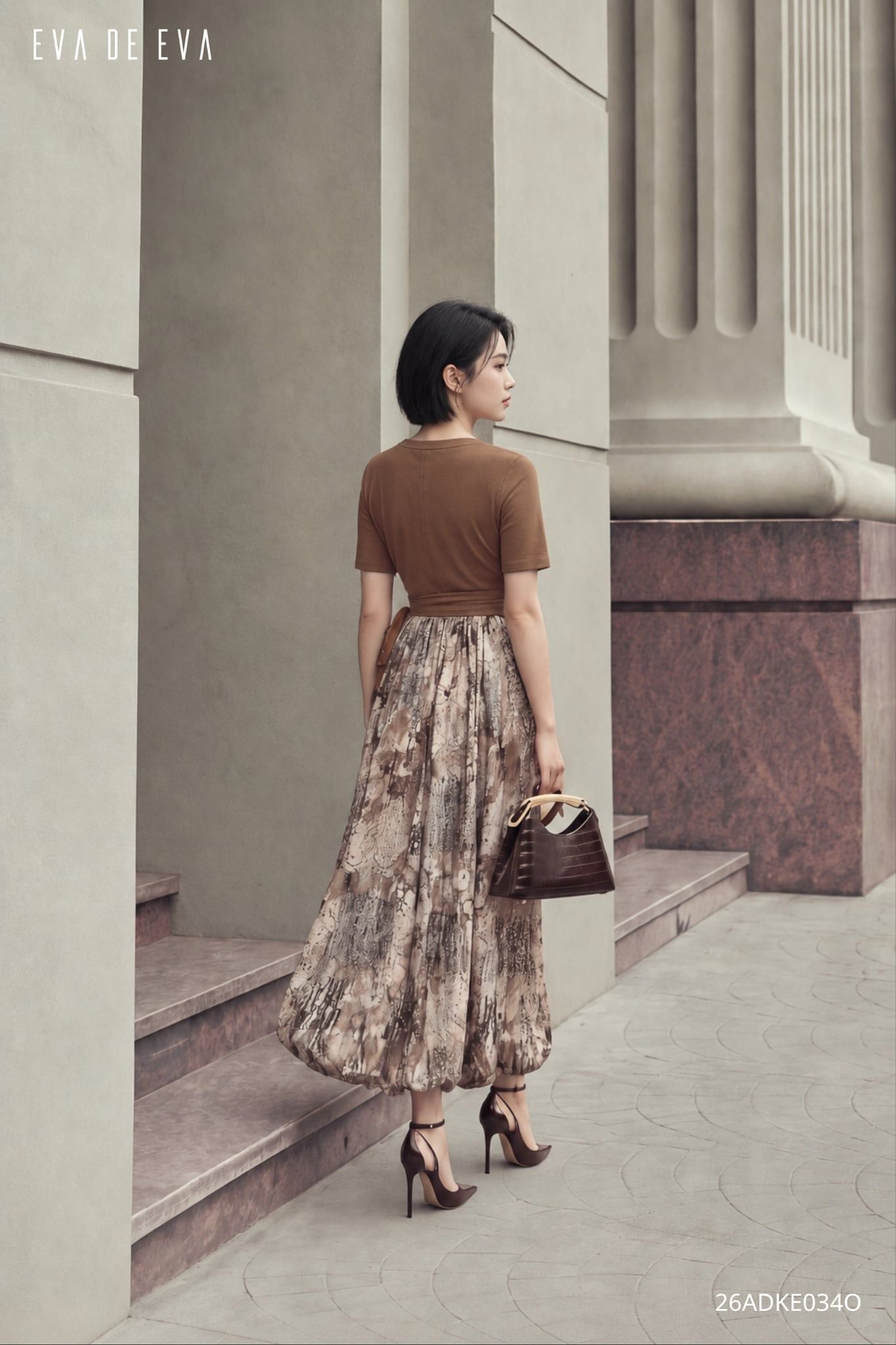  Đầm tay ngắn, Dáng thắt eo 26ADKE034O 