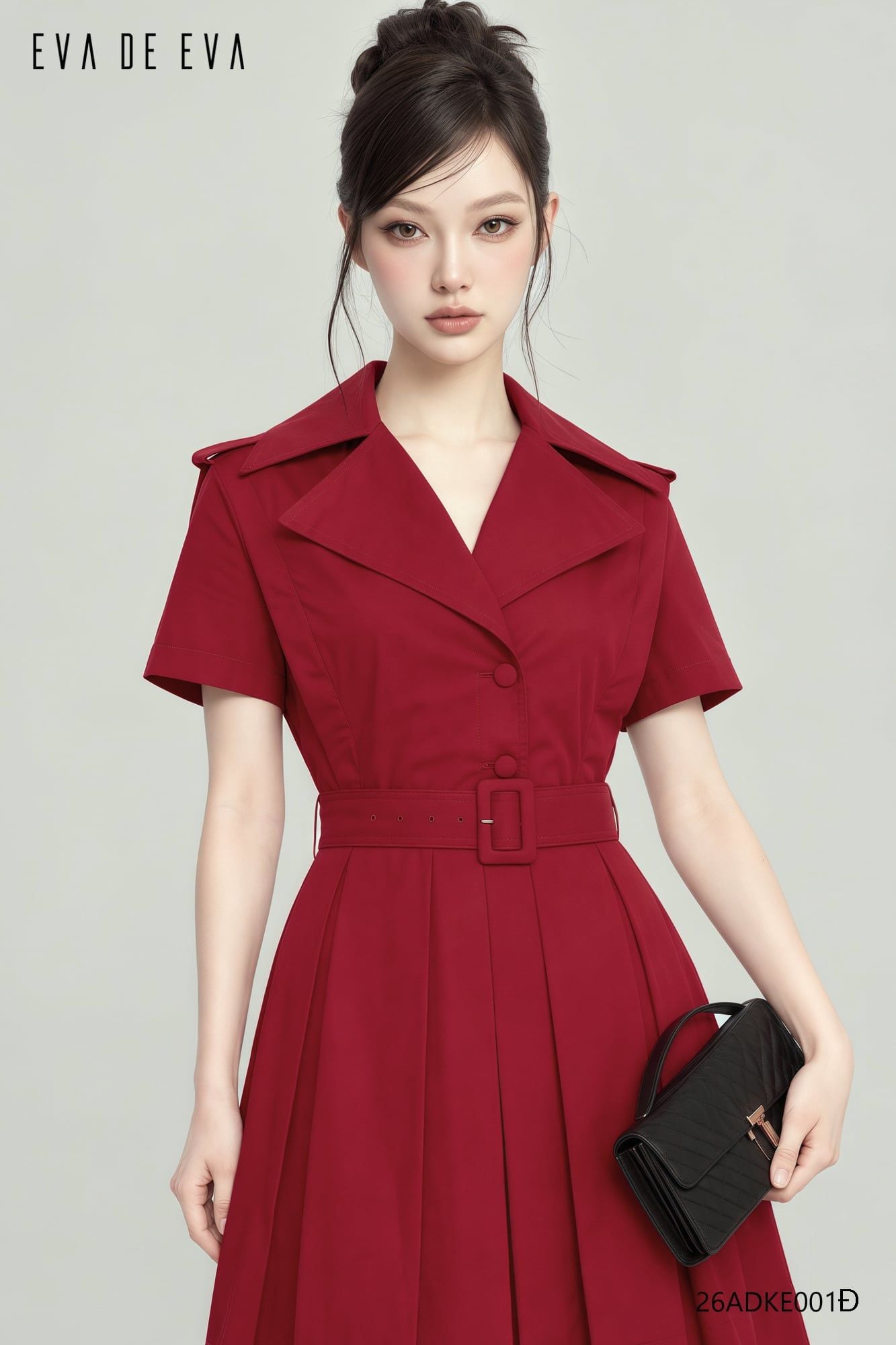  Đầm tay ngắn, Dáng thắt eo 26ADKE001Đ 