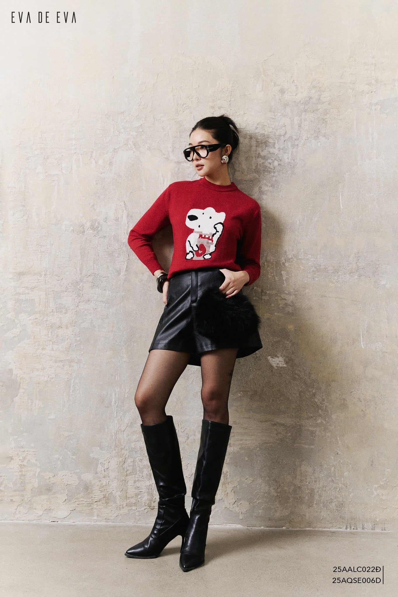  Áo len dài tay,  25AALC022Đ 