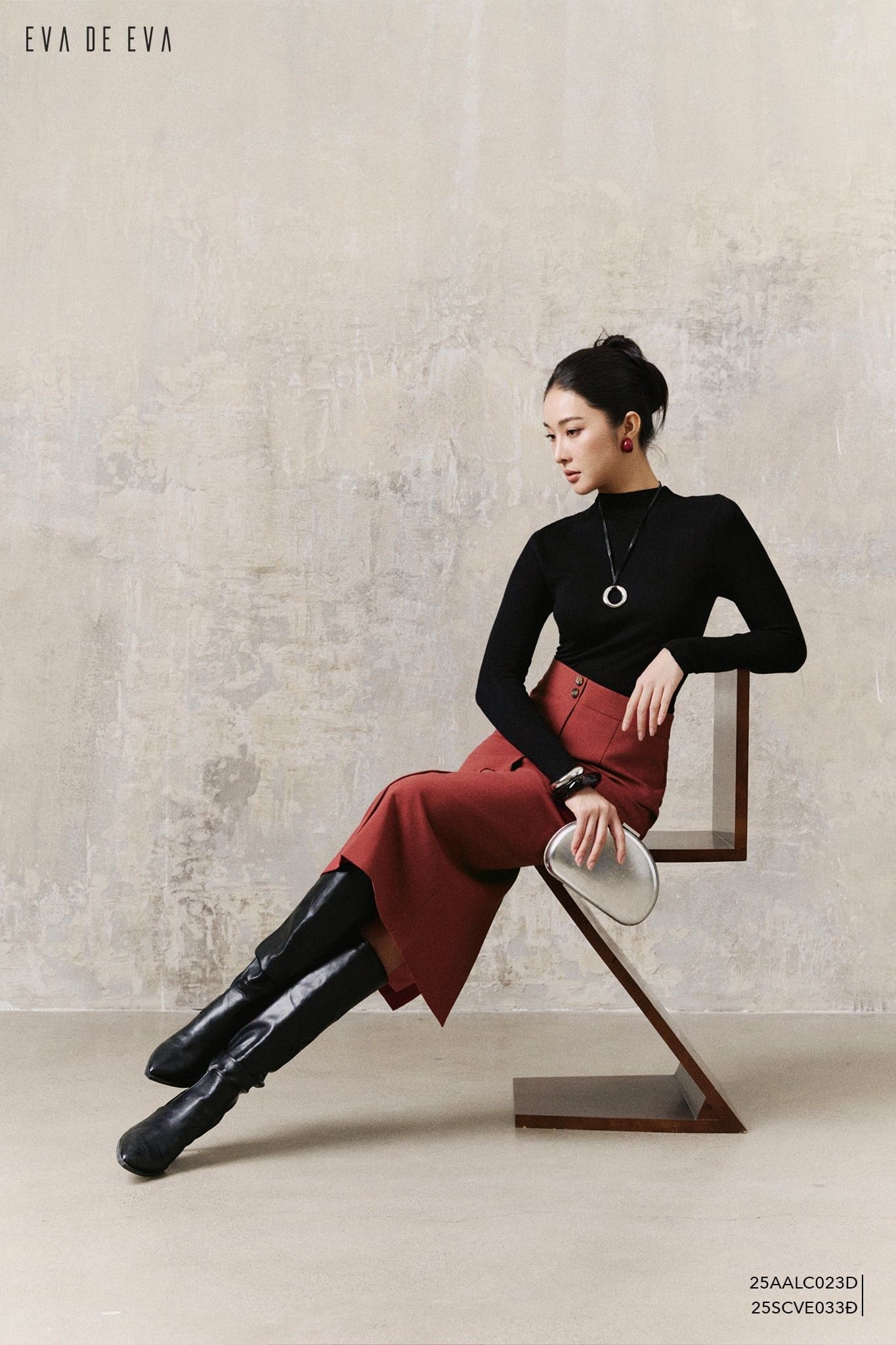  Chân váy Midi,  25SCVE033Đ 