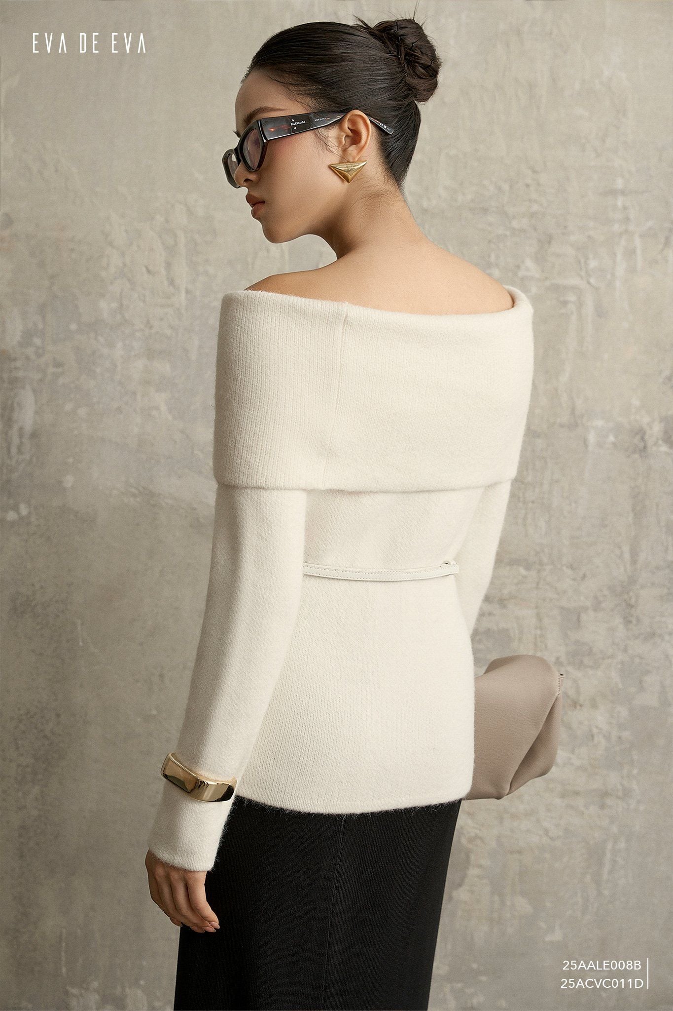  Áo len trễ vai,  25AALE008B 