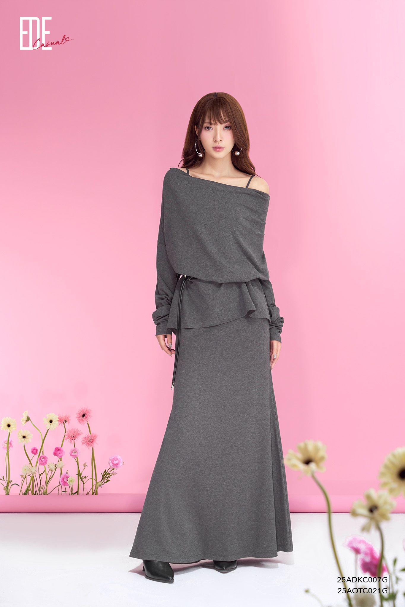  Đầm hai dây, Dáng ôm 25ADKC007G đi kèm 25AOTC021G 