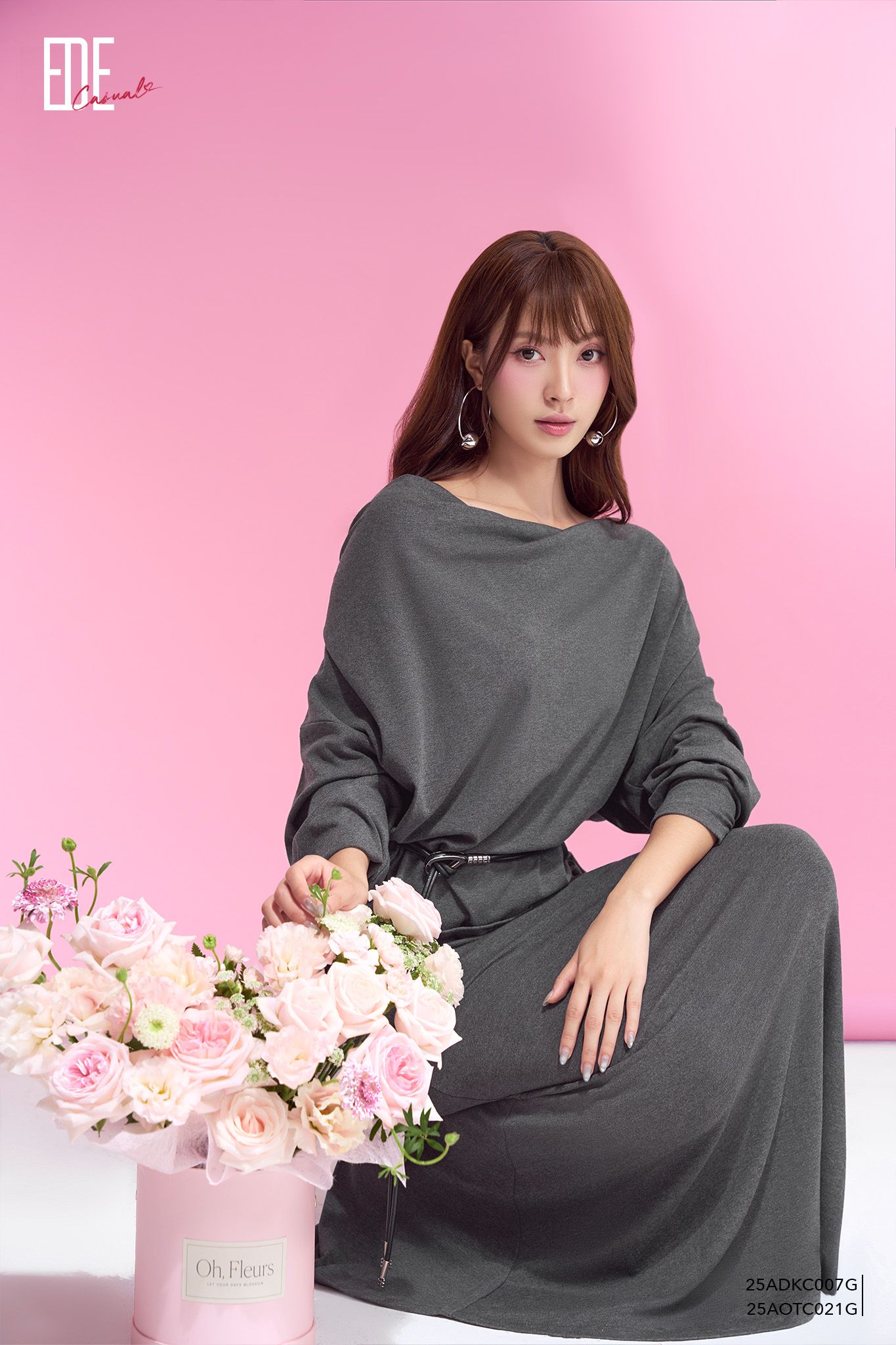  Đầm hai dây, Dáng ôm 25ADKC007G đi kèm 25AOTC021G 
