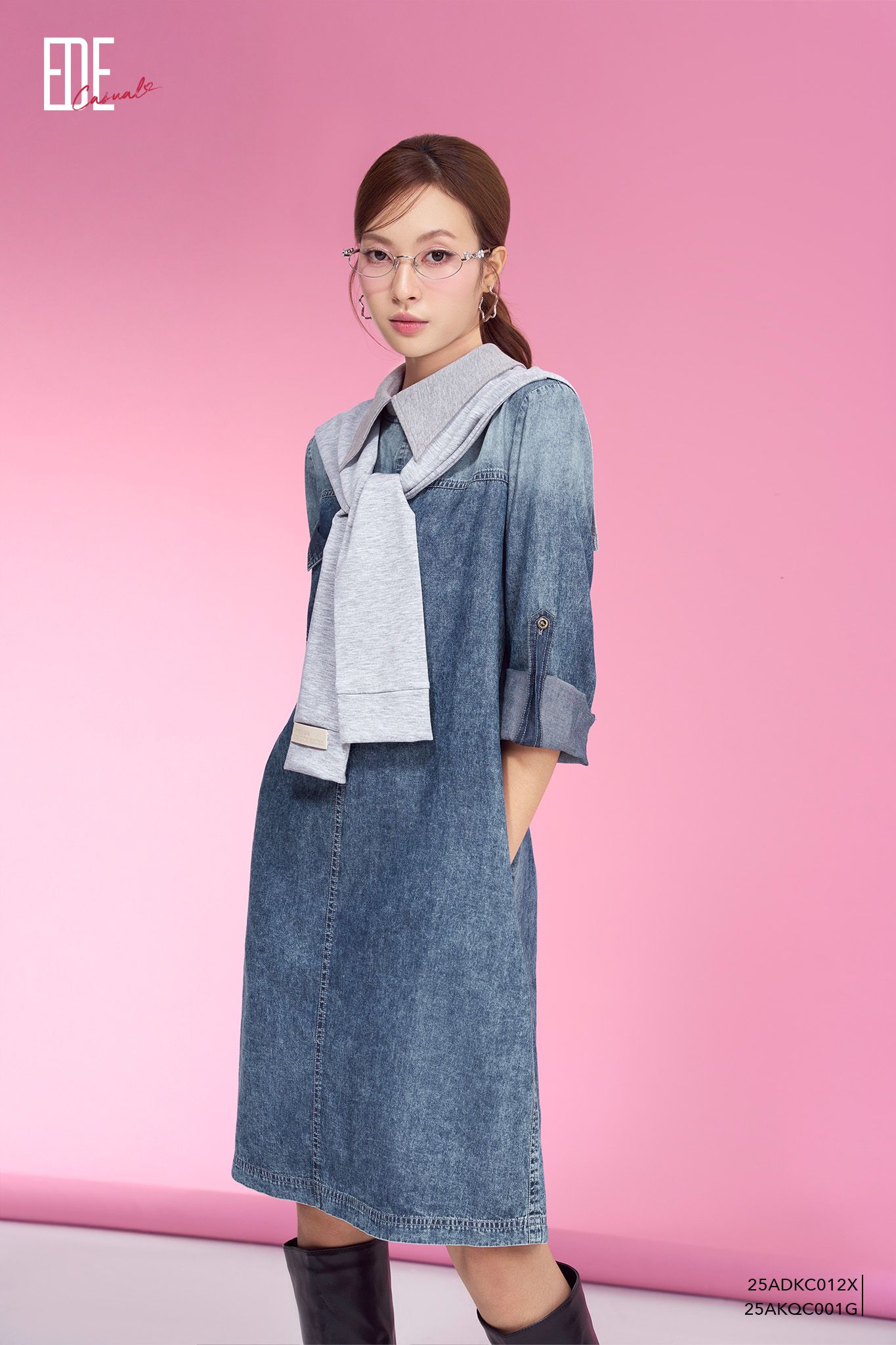  Đầm tay dài, Dáng suông 25ADKC012X đi kèm 25AKQC001G 