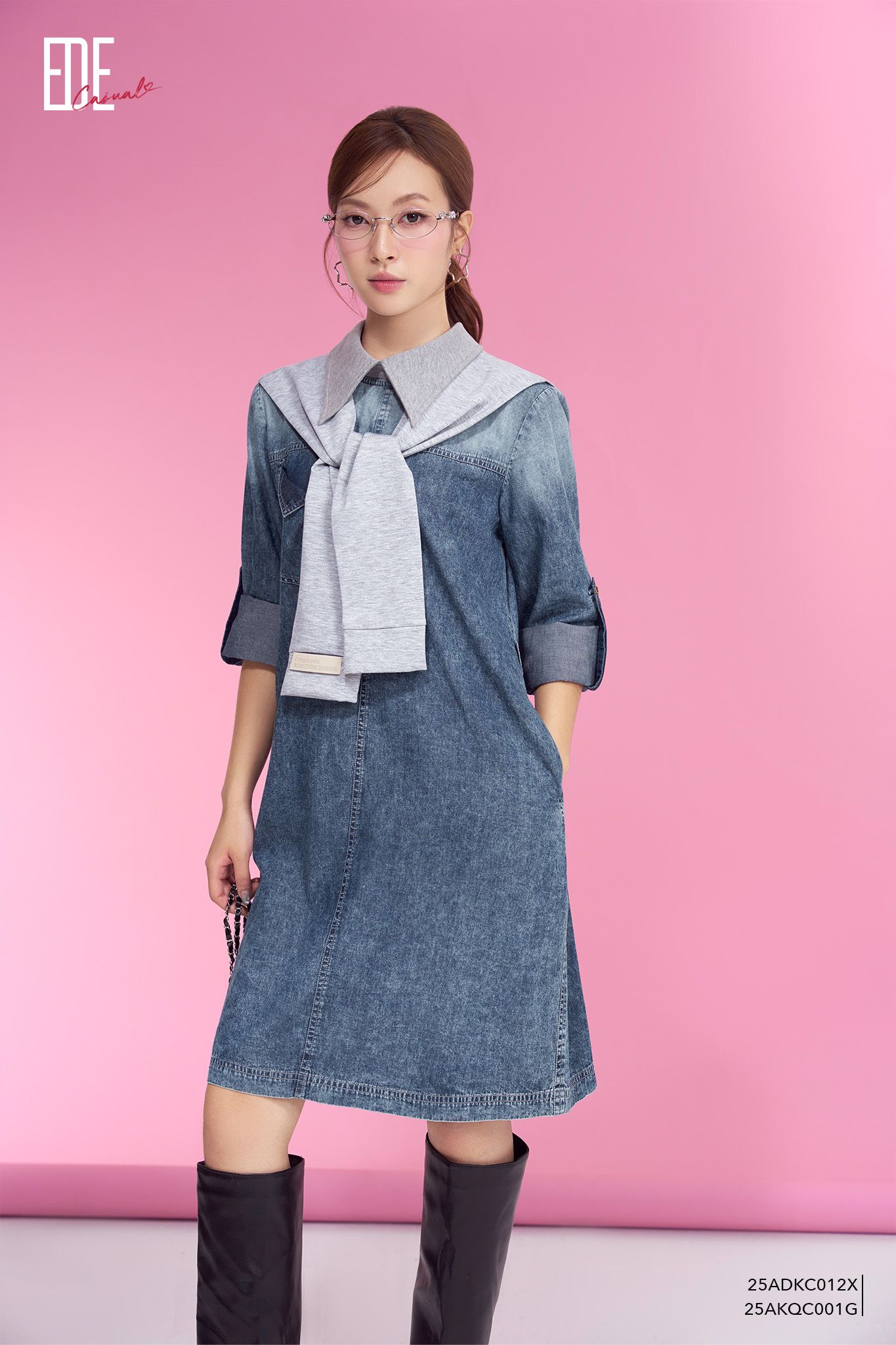  Đầm tay dài, Dáng suông 25ADKC012X đi kèm 25AKQC001G 